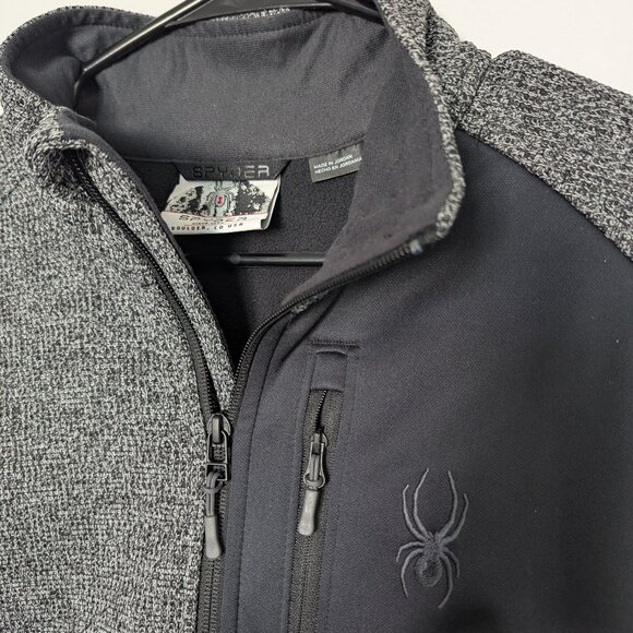 SPYDER Men Jumper Size L Pullover Grey 1/4 Zip High Neck Polyester Activewear - Picture 1 of 5